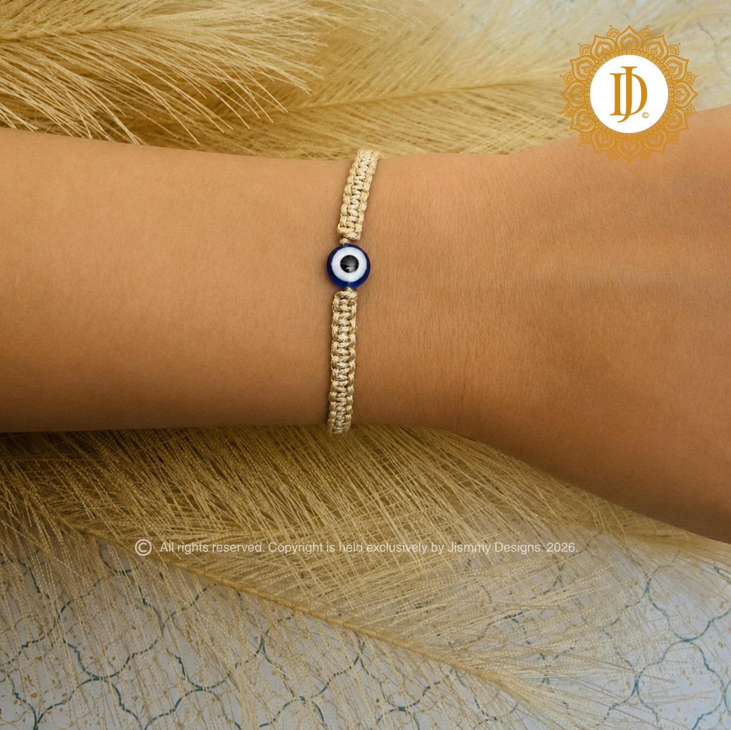 Nude Evil Eye Protection Bracelet, Mal De Ojo Pulsera Azul de Protección