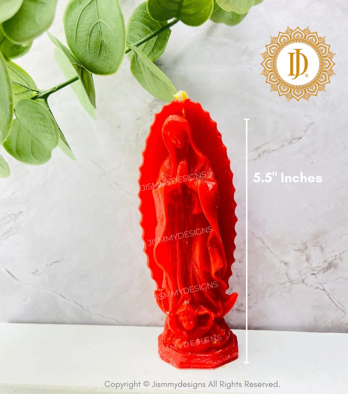 Red Virgen Mary candles, Our Lady of Guadalupe Candles, Decorative Religious Candle, Meditation, Vela Roja de Virgen De Guadalupe