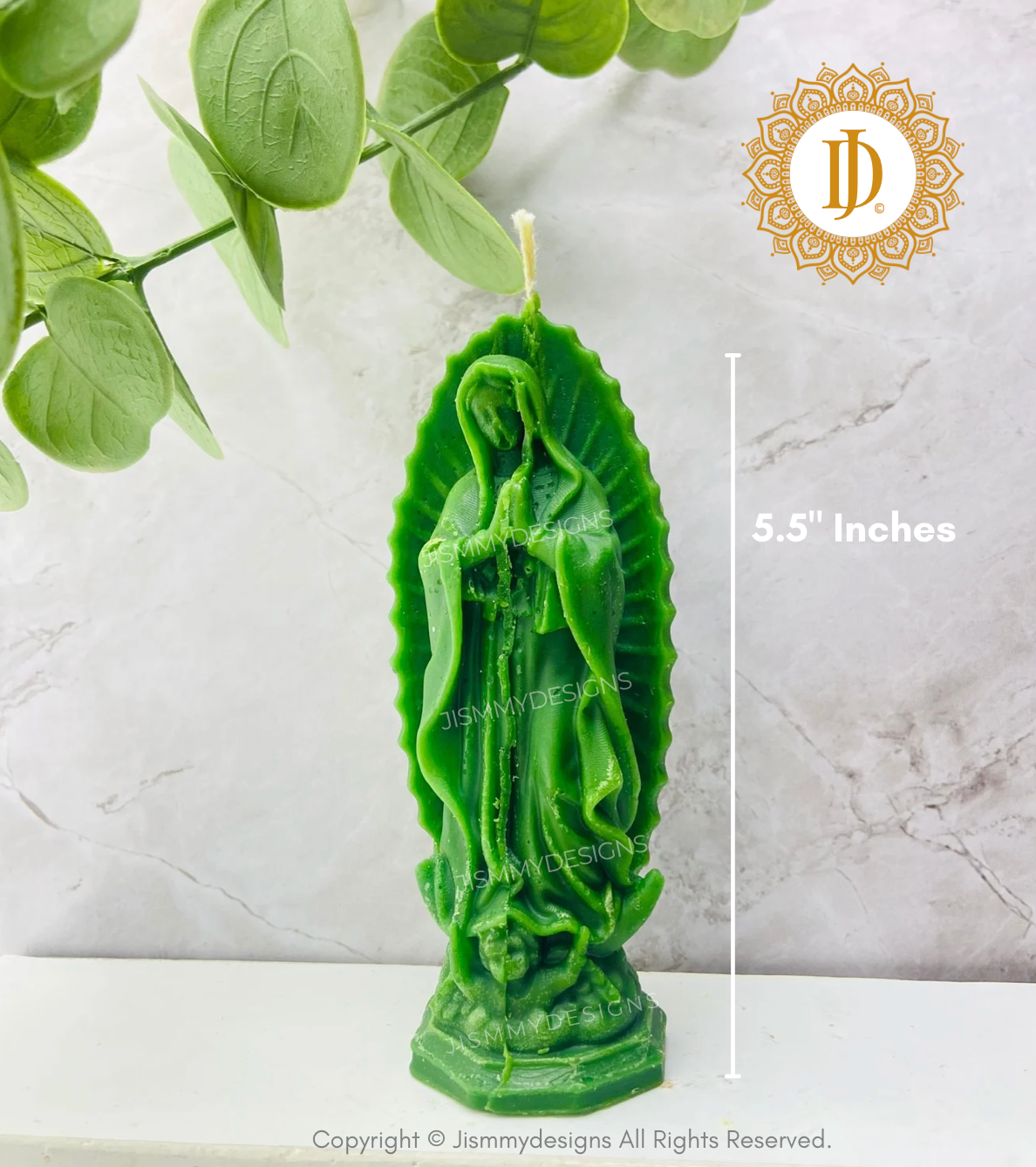Green Virgen Mary candles, Our Lady of Guadalupe Candles, Decorative Religious Candle, Meditation, Vela Verde de Virgen De Guadalupe