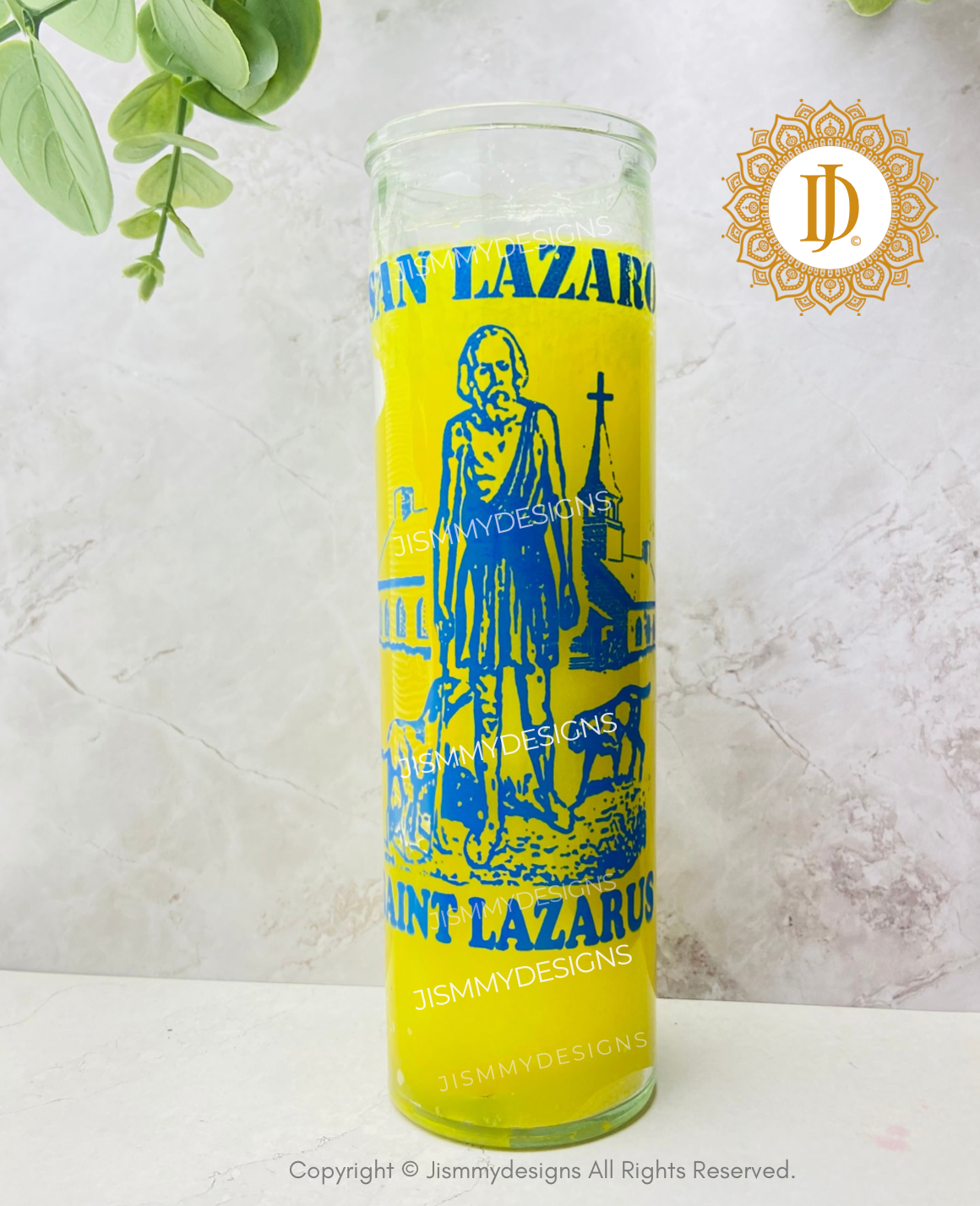 Saint Lazarus Glass Candle, Vela De San Lazaro